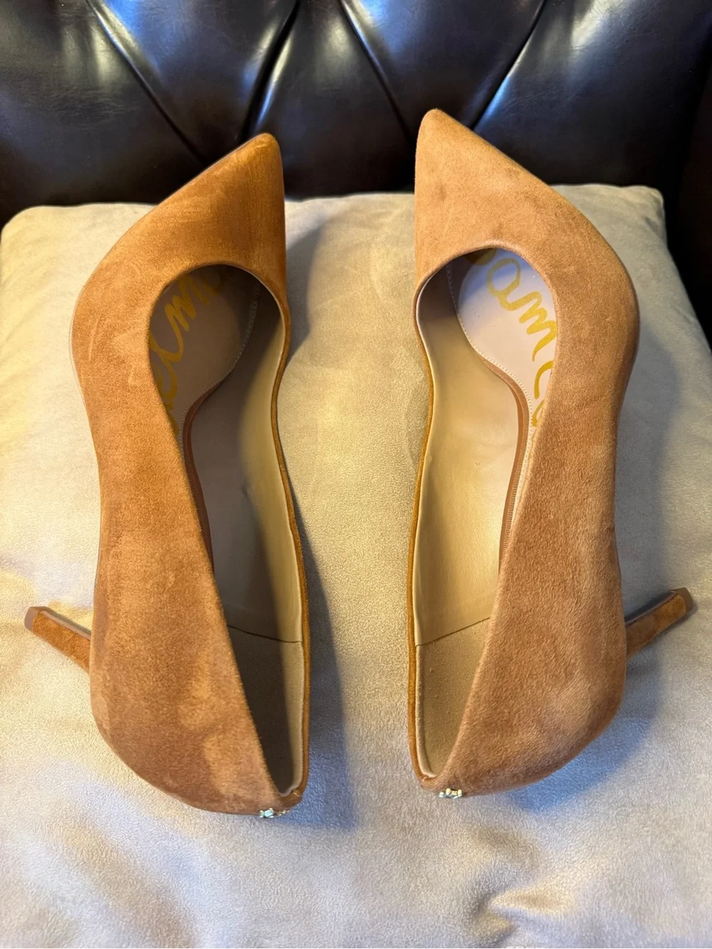 Sam Edelman Vienne Suede Pointed Toe Pumps Cognac Brown - Sz 10.5